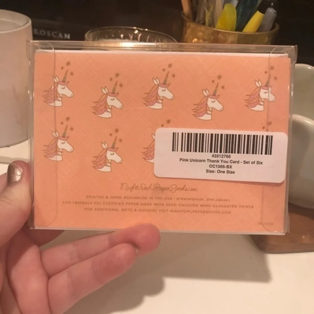 Pink unicorn thank you card box‎ set